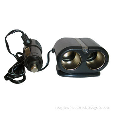 Two-dragged Cigarette Lighter Charger with 12 to 24V Input Voltage and USB Port